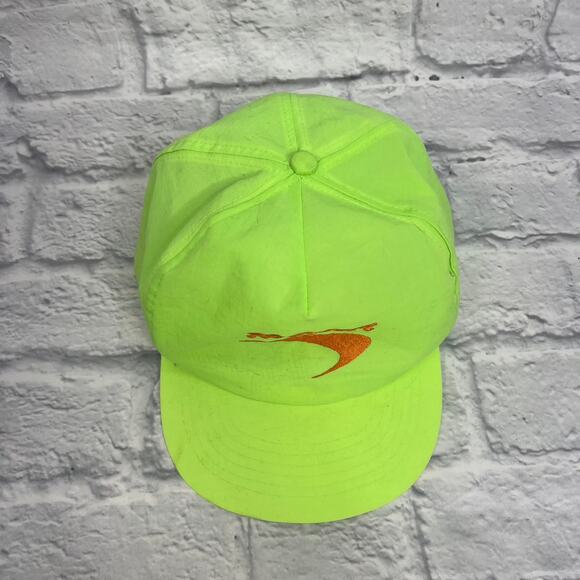 Vintage Newport Logo Green Neon One Size Snapback Nylon Hat Cap 90s - Picture 2 of 7